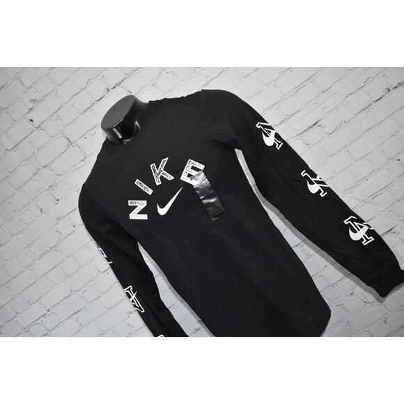 Nike Graphic T-Shirt Mens Size XS Extra Small Black Long Sleeve NEW TAGS - Picture 1 of 6